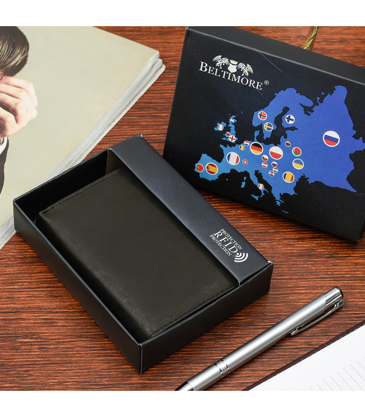 Pánská kožená peněženka Beltimore U93 černá RFID ochrana