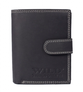 Kožená peněženka Wild Things Only, pánská černá, broušená kůže, 992