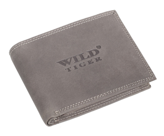 Kožená pánská peněženka Wild Tiger AM-28-033 šedá